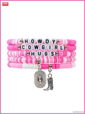 Western Bracelet Set Polymer Clay Charms Fan Party Gift